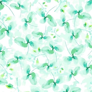 Abstract light loose green watercolor leaves-01