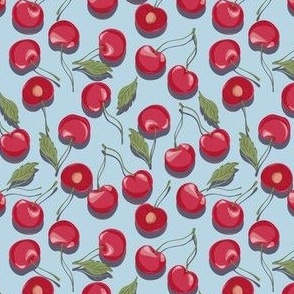 Cherry Times //  Normal scale // Stone Fruits Red Cherries Blue Background