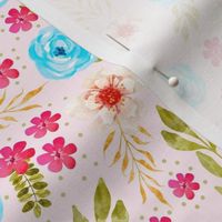 Medium Scale Watercolor Floral on Soft Pink Background