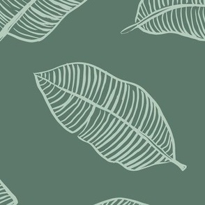 The jumbo banana leaf tropical boho leaves  jungle design for summer mint sage cameo green