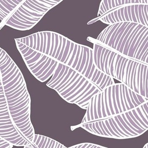 The messy jumbo banana leaf tropical boho leaves  jungle design for summer lilac purple berry