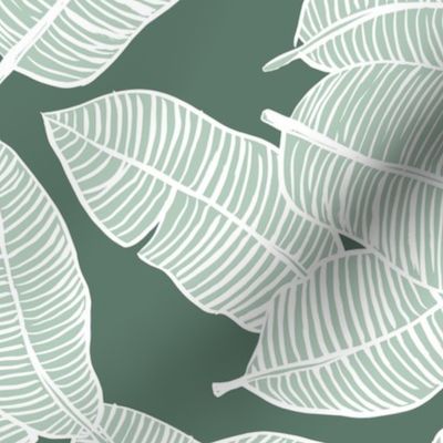 The messy jumbo banana leaf tropical boho leaves  jungle design for summer forest green mint