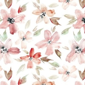 Blush sweet bloom - watercolor tender florals - pastel loose flowers a364-8