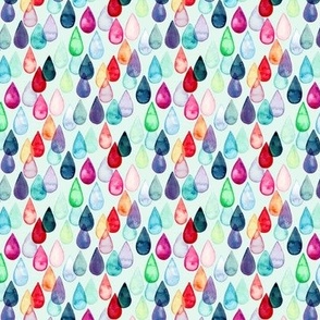 Watercolour Rainbow Drops on Pale Mint - Tiny