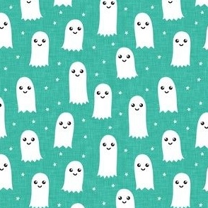 cute ghost - children's halloween - teal - LAD21