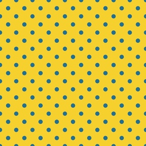 Yellow With Blue Polka Dots - Medium (Fall Rainbow Collection)