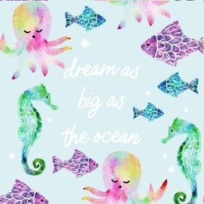6" square: dream as big as the ocean aqua