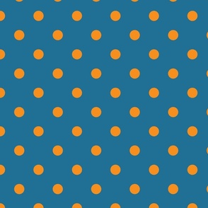 Blue With Orange Polka Dots - Large (Fall Rainbow Collection)