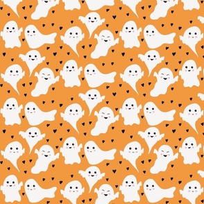 Kawaii Halloween Ghosts in Orange