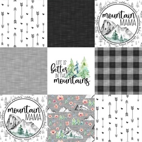 Mountain Mama//Grey - Wholecloth Cheater Quilt