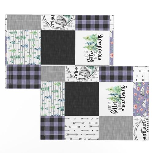 Mountain Mama//Purple - Wholecloth Cheater Quilt - Rotated