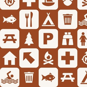 hiking map icons (large, rust)