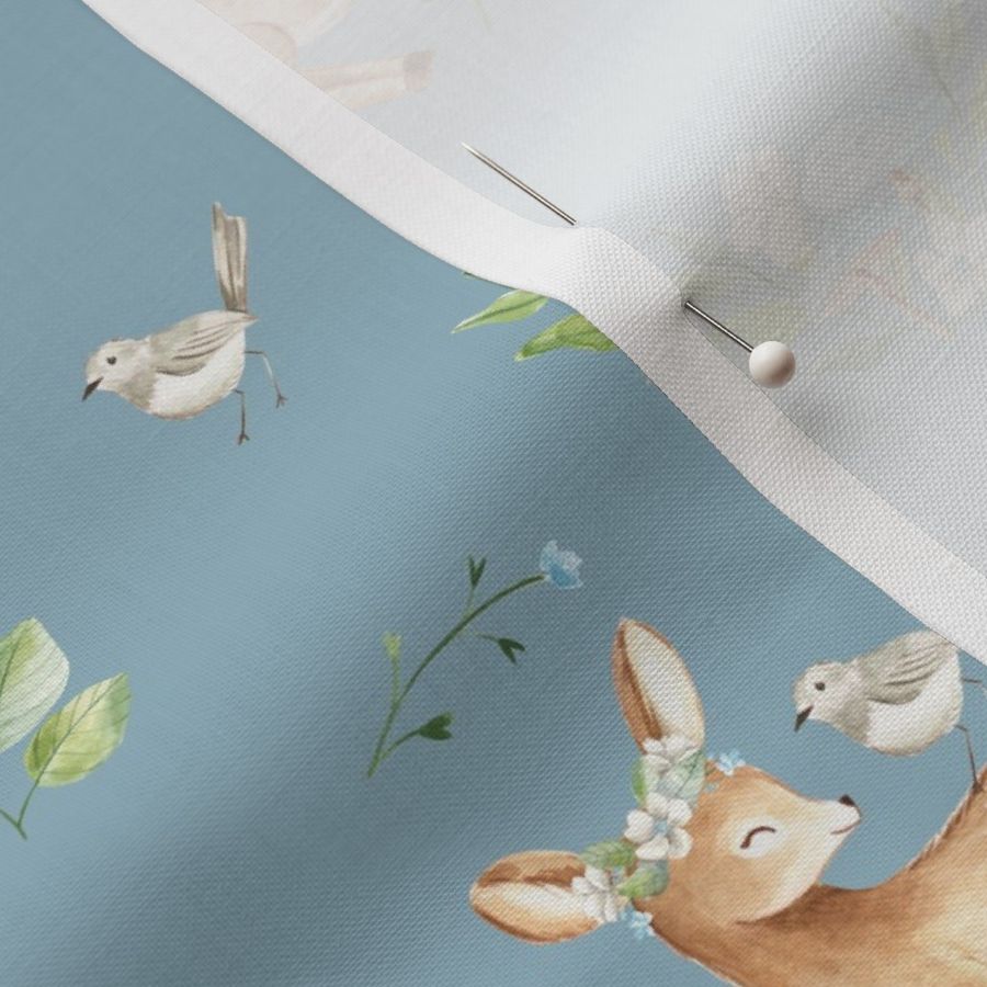 Baby deers watercolor pattern forest woodland animals 