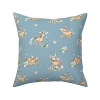 Baby deers watercolor pattern forest woodland animals 