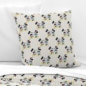 Bigger Scale Classic Mickey and Minnie Springtime French Ticking Stripes