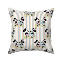 Bigger Scale Classic Mickey and Minnie Springtime French Ticking Stripes