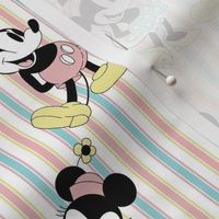 Bigger Scale Classic Mickey and Minnie Springtime French Ticking Stripes
