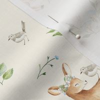 Baby deers watercolor pattern forest woodland animals 