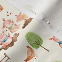 Farm animals watercolor children  illustration