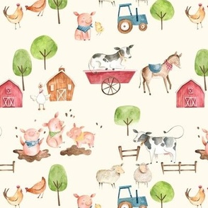 Farm animals watercolor children  illustration