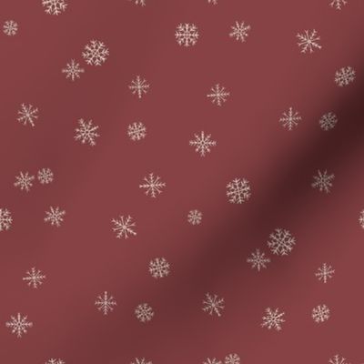 MEDIUM snowflake fabric - burgundy, Christmas