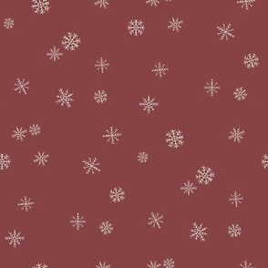 MEDIUM snowflake fabric - burgundy, Christmas