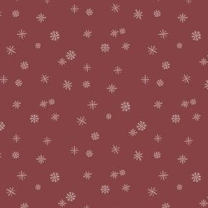 SMALL snowflake fabric - burgundy, Christmas