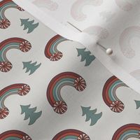 SMALL Christmas peppermint rainbow fabric - boho muted Christmas fabric