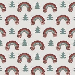 SMALL Christmas peppermint rainbow fabric - boho muted Christmas fabric