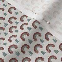TINY Christmas peppermint rainbow fabric - boho muted Christmas fabric
