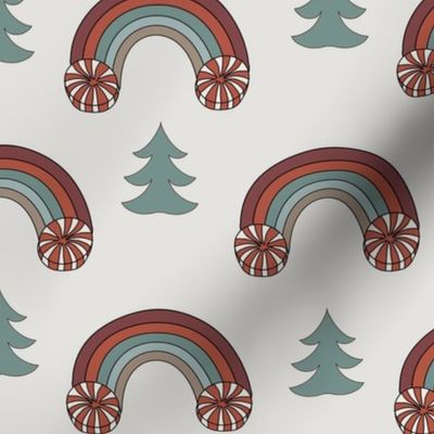 LARGE Christmas peppermint rainbow fabric - boho muted Christmas fabric
