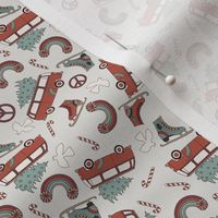 MINI groovy Christmas fabric - hippie peace fabric, peace dove, peace sign, Christmas
