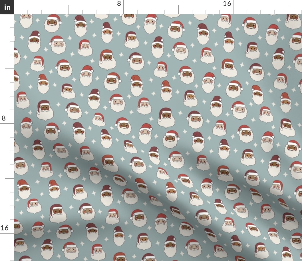 MEDIUM santa fabric, Father Christmas fabric, Santas fabric 
