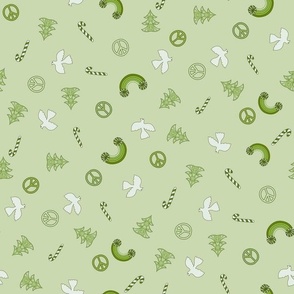 christmas fabric -mini design green