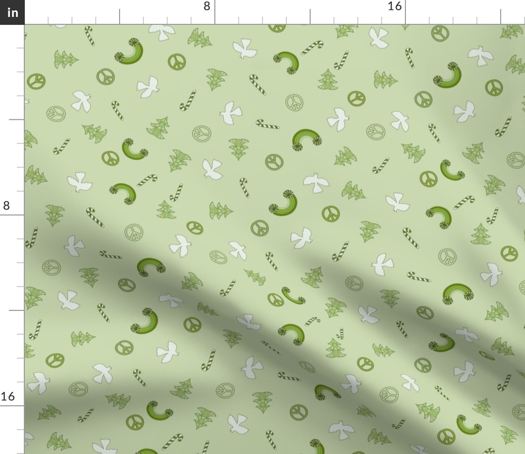 christmas fabric -mini design green