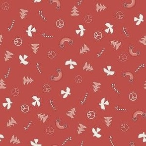 SMALL christmas fabric -mini design red