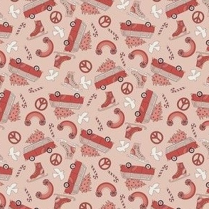 SMALL groovy Christmas fabric - hippie peace fabric, peace dove, peace sign, Christmas