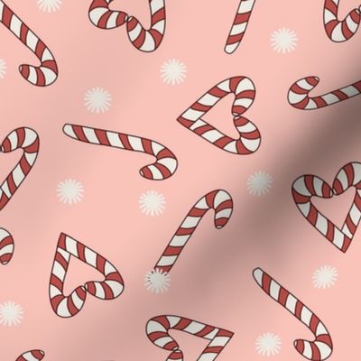 candy cane heart - pink and red christmas, candy canes