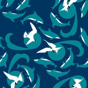 Arctic Tern with Dolphins Teal