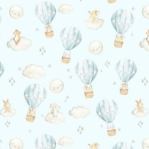Hot Air Balloon Woodland Animals in the Sky