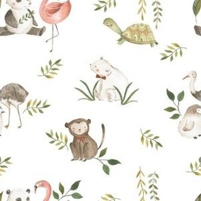 Wild animals safari jungle watercolor pattern