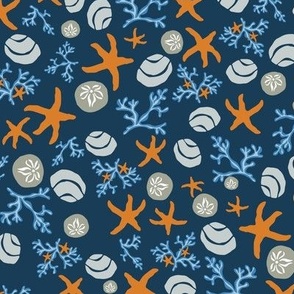 Dancing Starfish - orange and blue - Tropical 