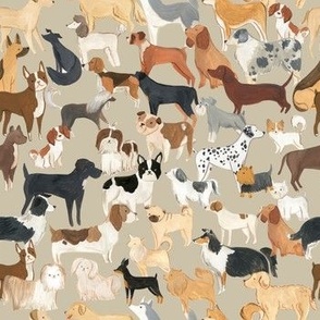 Dogs pet breeds watercolor illustration pattern 