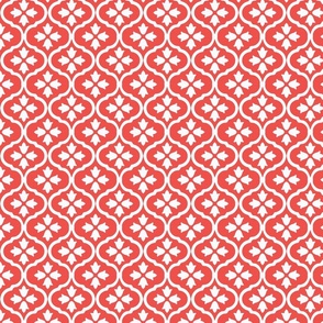 geometric pattern-coral and white