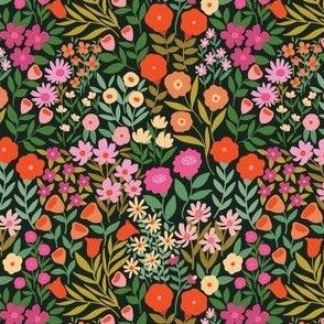 Multicolored Pink and Green Floral
