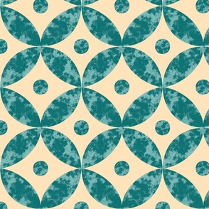 Tiled Mediterranean textured circles teal 
