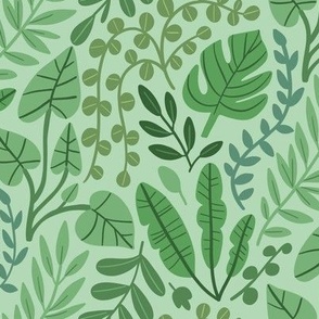 Green jungle leaves