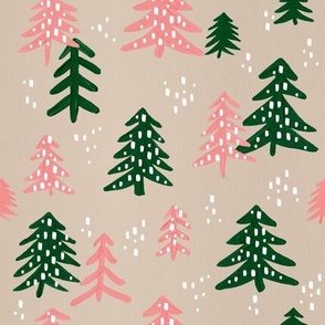 Christmas Trees – Tan Green Blush