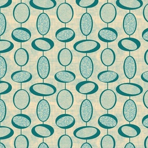 Retro teal geometric ovals