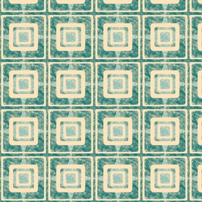 Textured geometric retro circle and square Teal